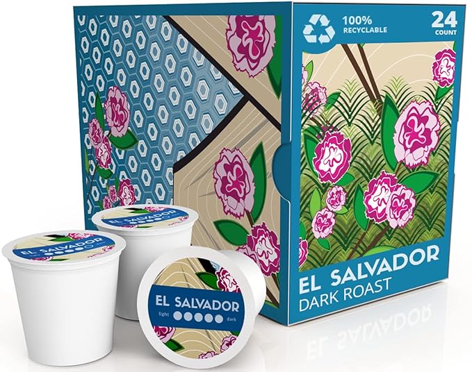 Atlas Coffee Club Coffee Pods – Dark Roast, Single-Origin El Salvador, 24 Count – Compatible with Keurig K-Cup Brewers – 100% Recyclable, Premium Arabica Coffee