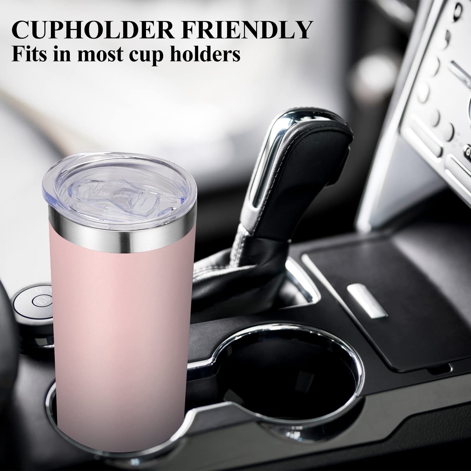 VEGOND Stainless Steel Tumblers Bulk 6 Pack, 20 oz Vacuum Insulated Skinny Tumblers with Lid and Straw, Double Wall Coffee Mug, Travel Water Cup, Light Pink