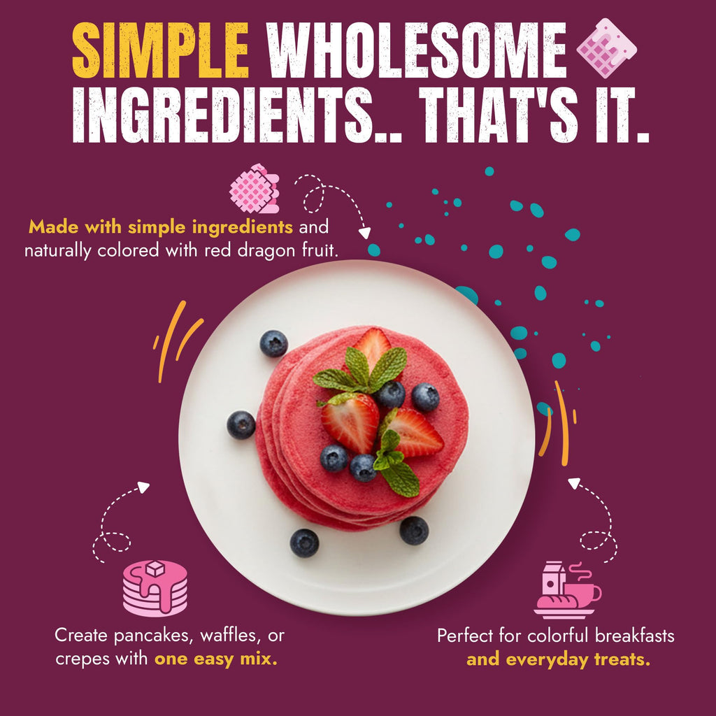Suncore Foods Power Pink Pitaya Pancake & Waffle Mix 20oz | Plant-Based