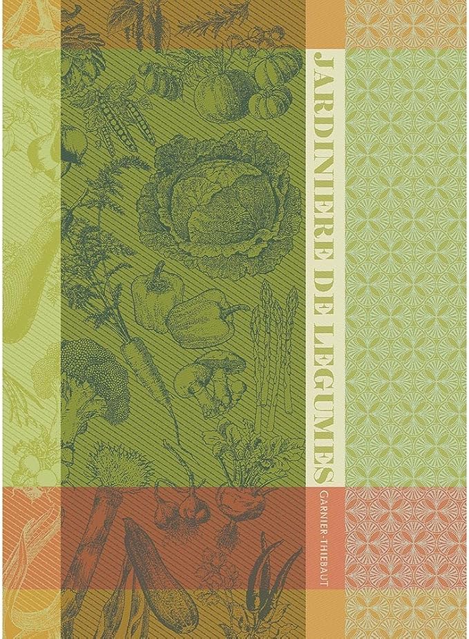 Garnier Thiebaut Jardiniere Vert (Green Planter) French Kitchen Towel 22"x30", Cotton, Jacquard