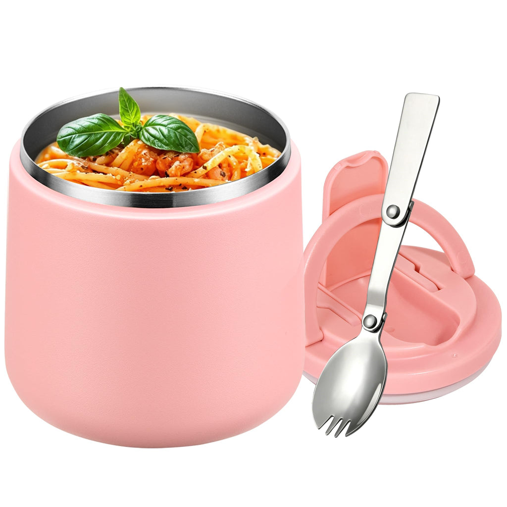 Itslife Soup Thermo for Hot Food Kids 25.5oz Lunch Containers with Buckle Lid Wde Mouth Hot Food Jar Vacuum Insulated Stainless Steel Bento Box Leakproof with Spoon(Pink)