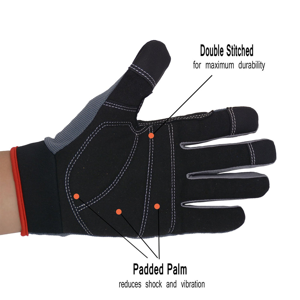 HANDLANDY Work Gloves for Men & Women, Utility Mechanic Working Gloves Touch Screen, Flexible Breathable Gardening Gloves for Yard Maintenance (Small, 6 Pairs)