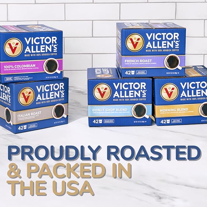 Victor Allen's Coffee Variety Pack (Kona Blend, Italian Roast, Seattle Dark, Caramel Macchiato), 96 Count, Single Serve Coffee Pods for Keurig K-Cup Brewers