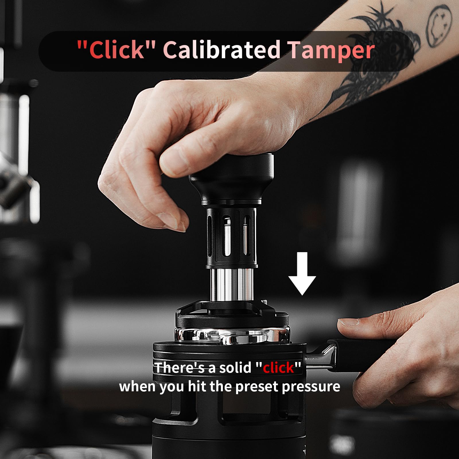 MHW-3BOMBER Espresso Tamper, 54mm-Spring-Loaded Coffee Tamper with Sound Feedback, Barista 54mm Tamper for Breville, Tamper for Espresso Machine,Thread Base YU Series, T6147-OS