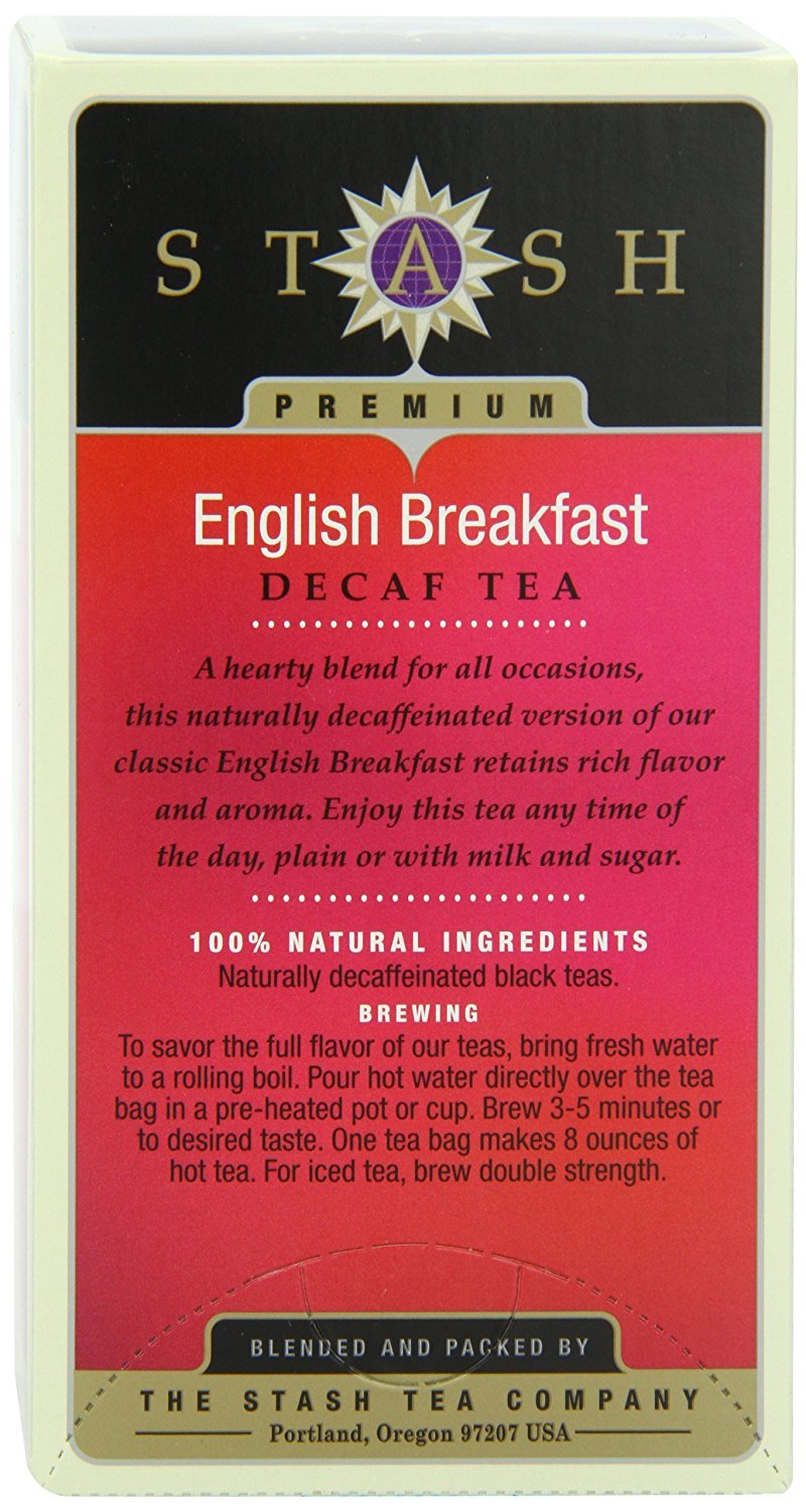 Stash Tea Decaf English Breakfast Black Tea - Decaf, Non-GMO Project Verified Premium Tea with No Artificial Ingredients, 18 Count (Pack of 6) - 108 Bags Total