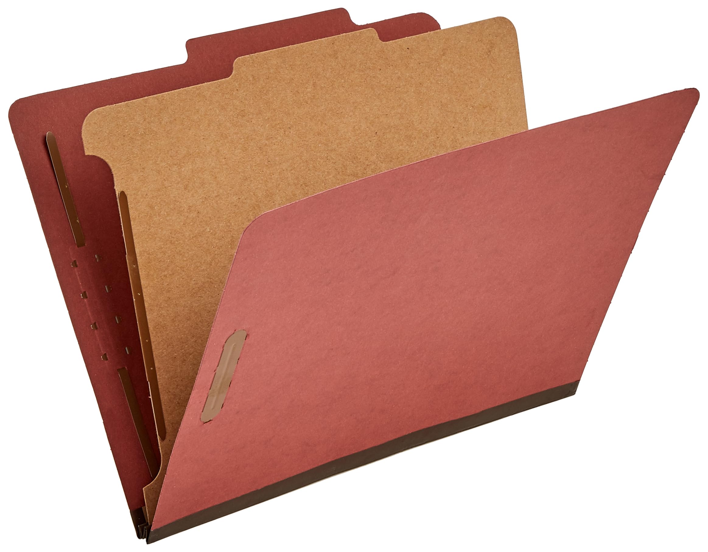 Amazon Basics Classification File Folder, 1 Divider, 2" Embedded Fasteners, Letter Size, 100% Recycled Material, Red, 10 Count