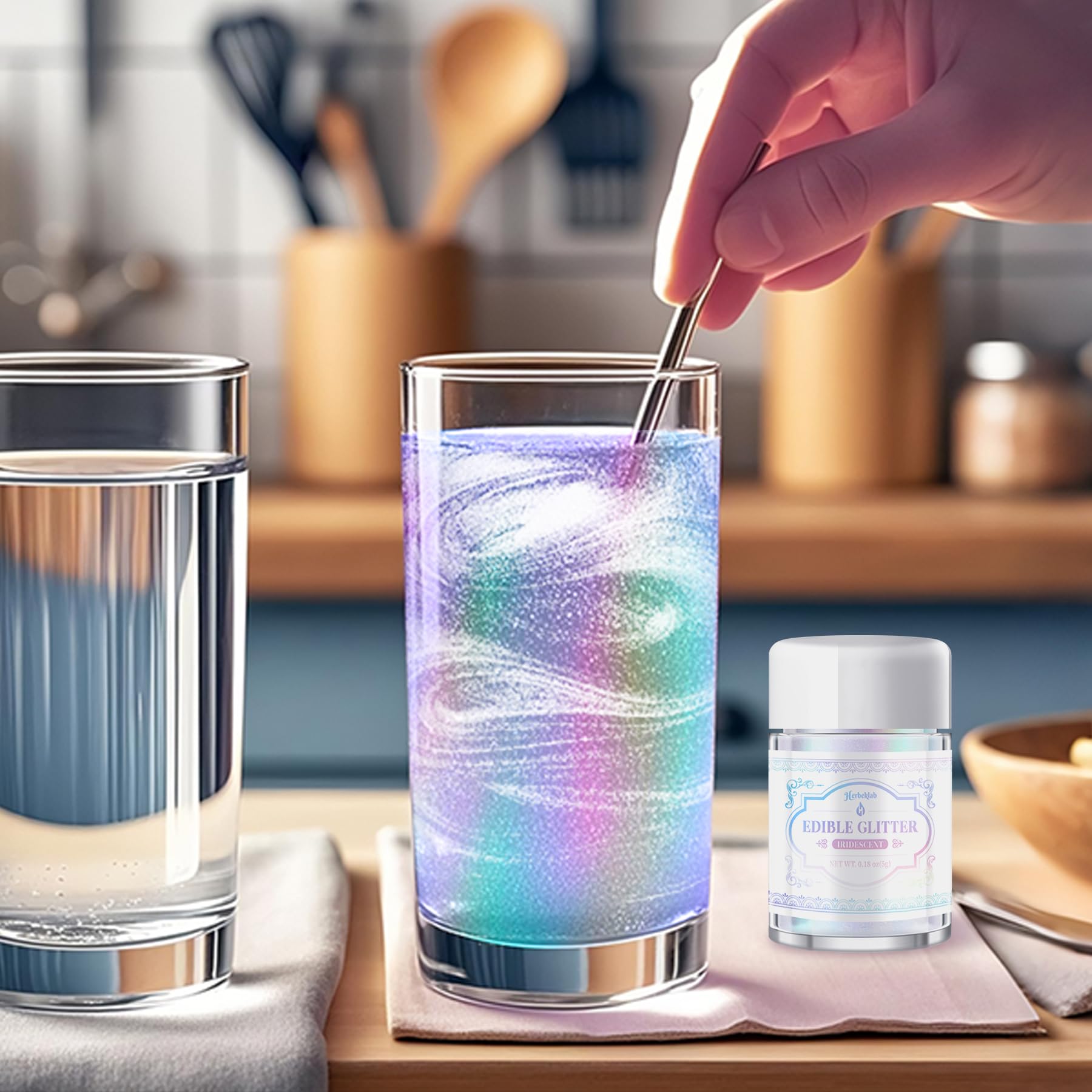 Iridescent Edible Glitter – 5g Rainbow Luster Dust Drink Glitter, Food Grade Shimmer Powder for Cocktails, Cakes, Beverages, Chocolate & Candy