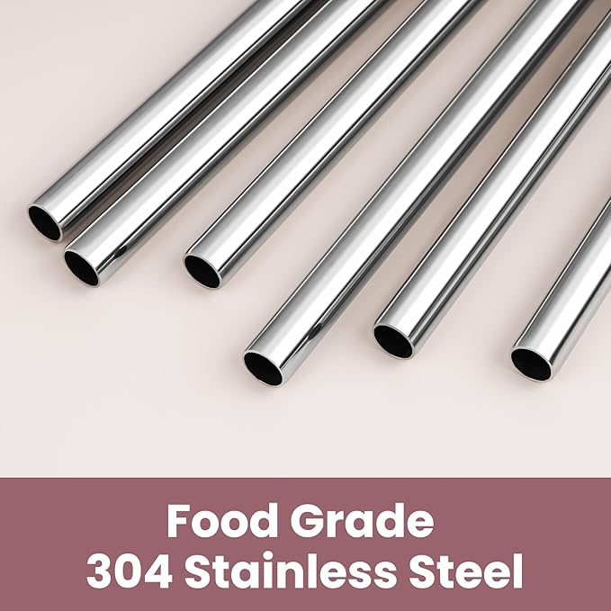 Tomorotec 6-Pack Stainless Steel Reusable Straw with Silicone Tip 3 Sizes, Metal Drinking Straws Fit for Stanley Quencher Tumblers 40oz, 30oz, 20oz, 14oz, Cleaning Brushes Included (Gradient)