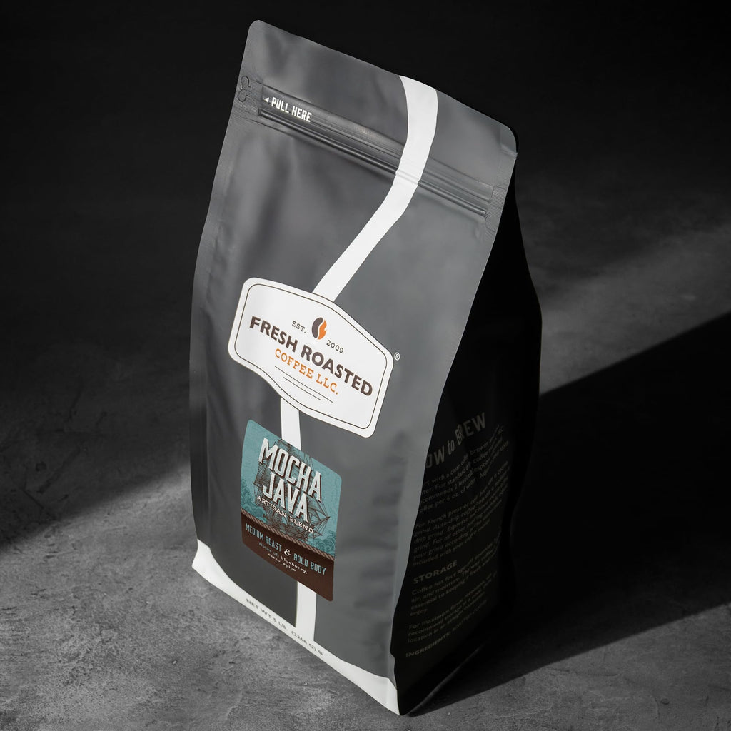 Fresh Roasted Coffee, Mocha Java Whole Bean Coffee, Medium Roast, Kosher, 5 lb (80 oz)