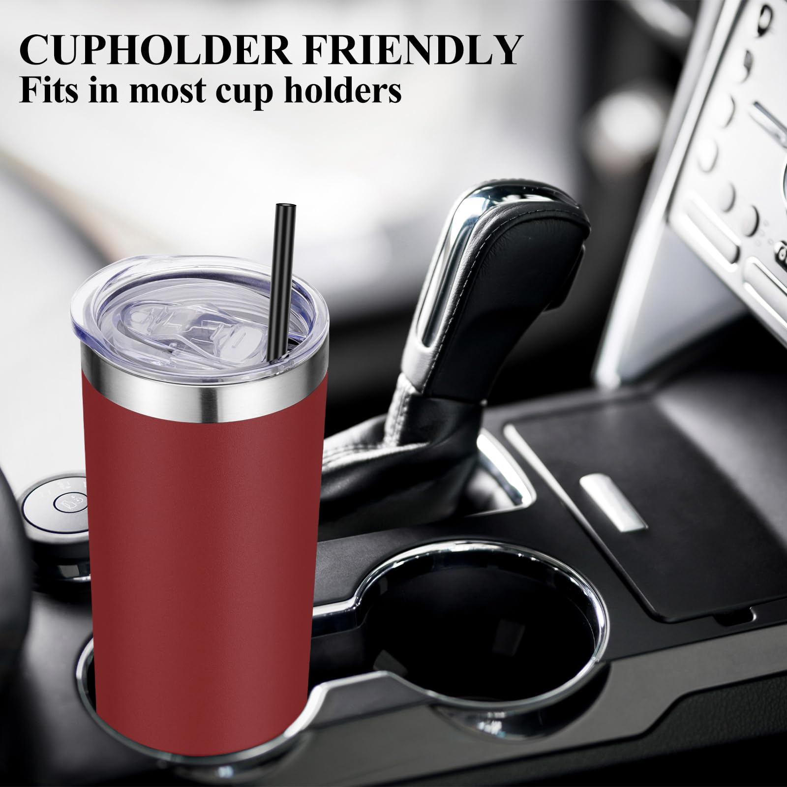 VEGOND 20 oz Stainless Steel Skinny Tumbler with Lids and Straws, 20oz Vacuum Insulated Slim Tumbler Cup, Double Wall Travel Tumblers Bulk for Cold Hot Drinks, Wine Red 12 Pack