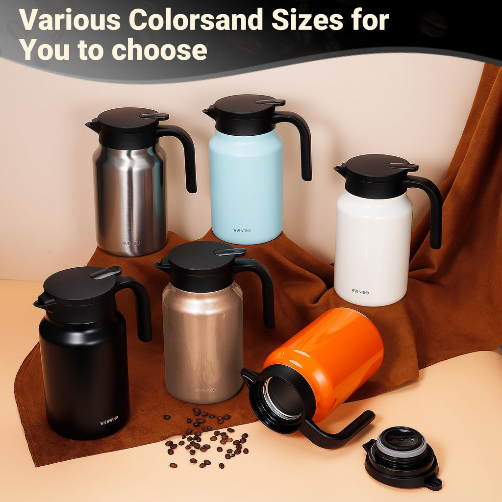 WYHVAND Insulated Coffee Carafe, 51 oz, Keeps Hot for 12H, Silver