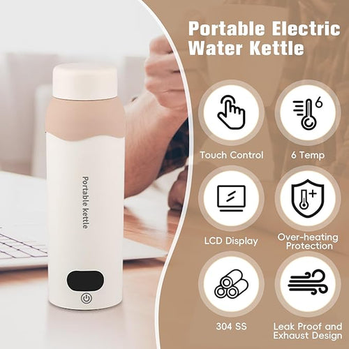 12V/24V Car Kettle, Portable Kettle for Hot Water, 317 Stainless Steel Premium Liner,Smart Multi-speed Temperature Control for Truck Driver OTR, Road Trips, RV(BLACK)
