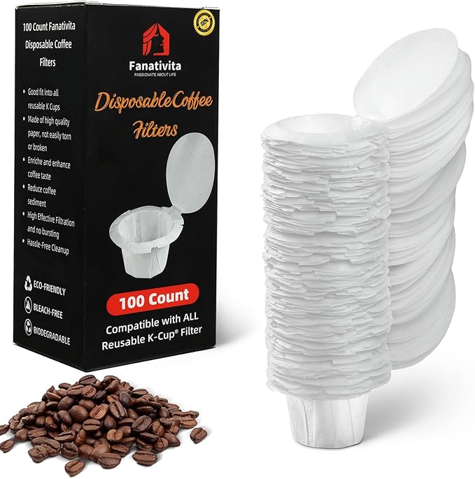 Fanativita 200ct Disposable K Cup Coffee Filters with Genius Lid