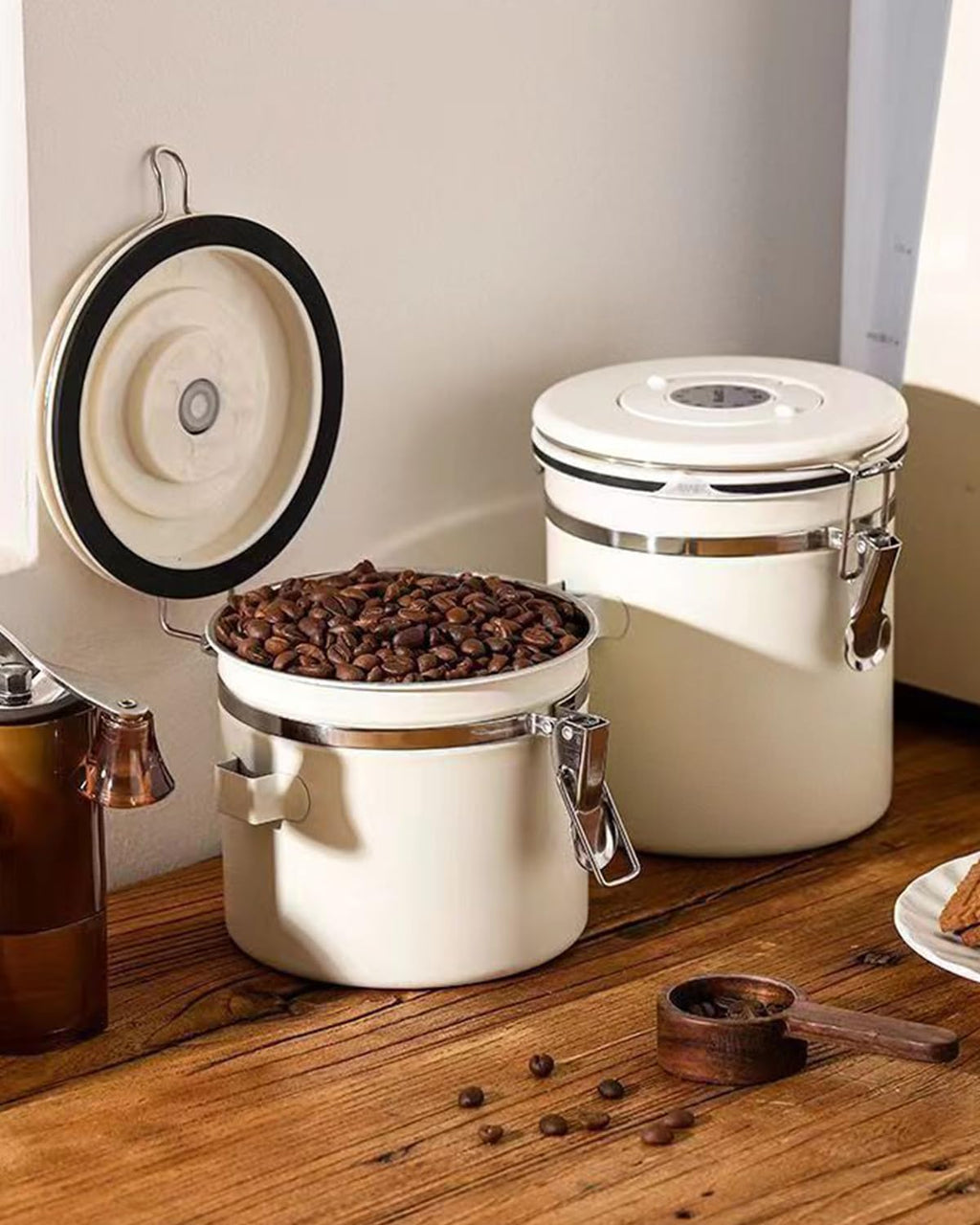 Etmdoeve Coffee Canister, Stainless Steel Coffee Bean Storage Container