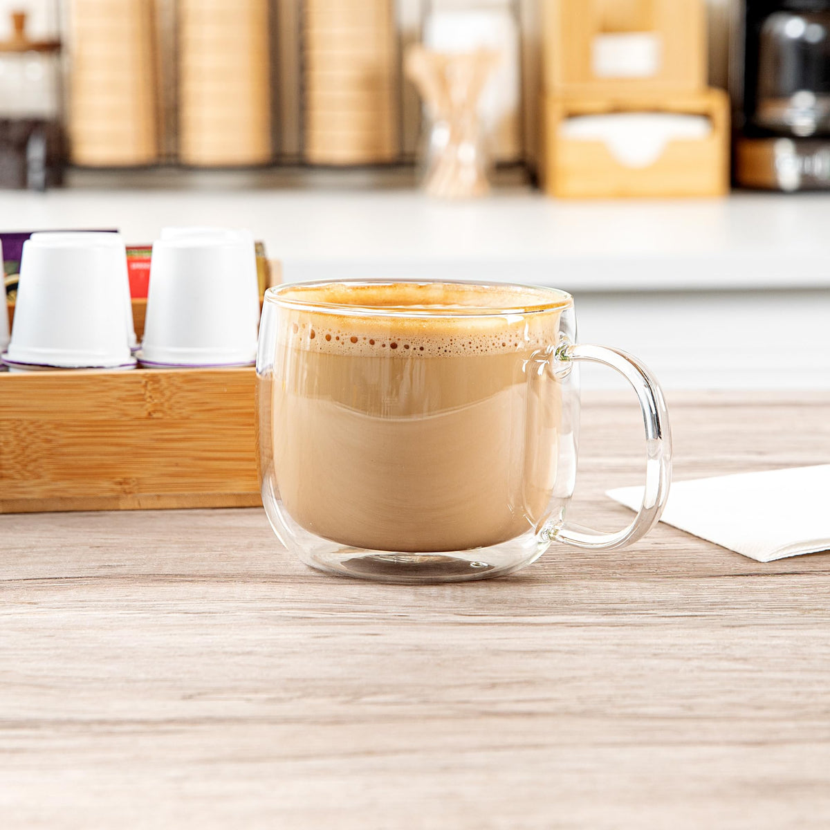 Restaurantware 17 oz Professional Glass Coffee Mug, 2 Pack
