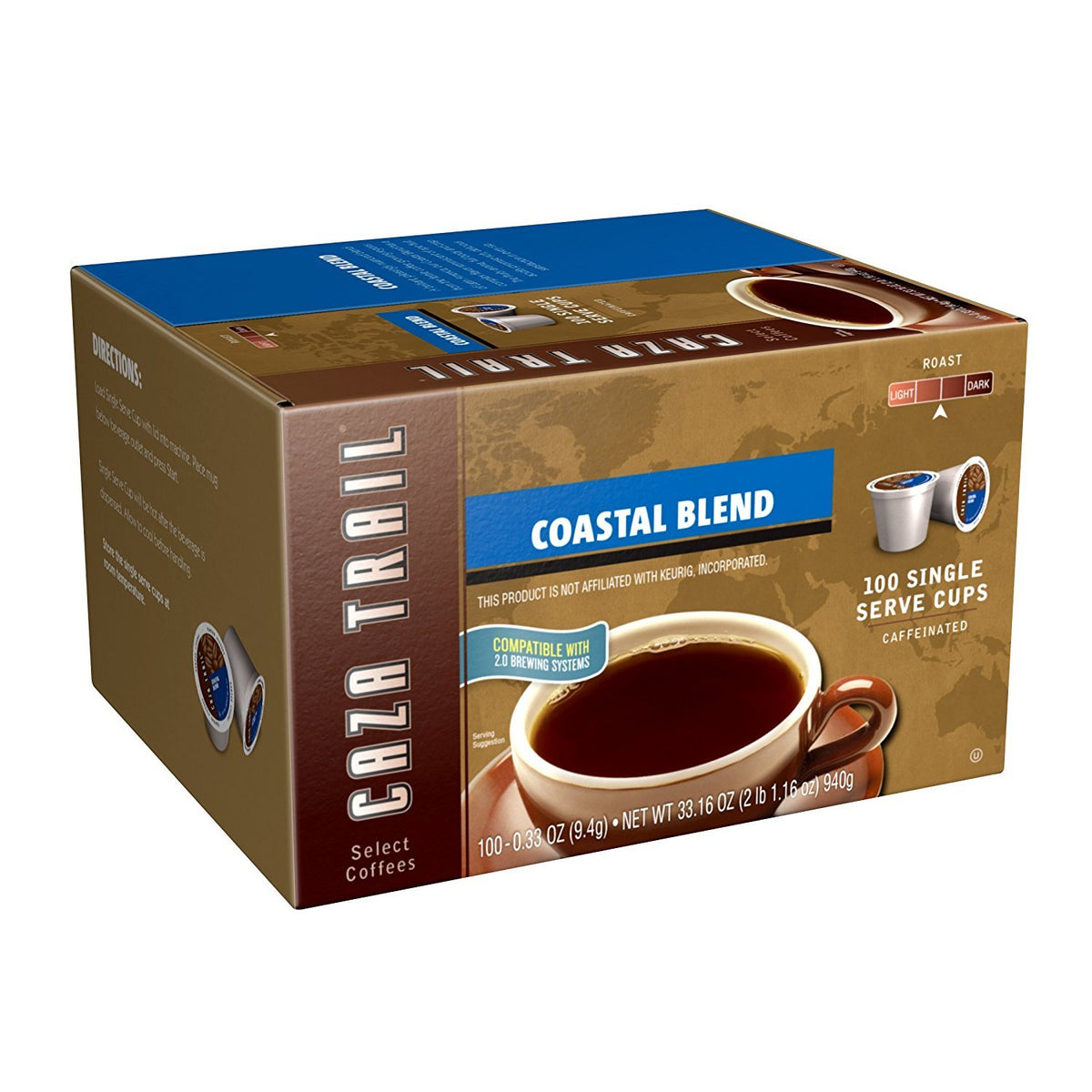 Caza Trail Coffee Pods, Blonde Roast, Single Serve (Packing May Vary), 100 Count (Pack of 1)
