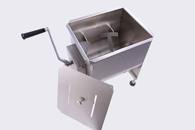 CMI Commercial Tilting Mixer Stainless Steel Manual Meat Mixers with Lid, 20Lb/10L Tilt Tank,(Mixing Maximum 15Lb for Meat),Sausage Mixer Machine Meat Processing Equipment