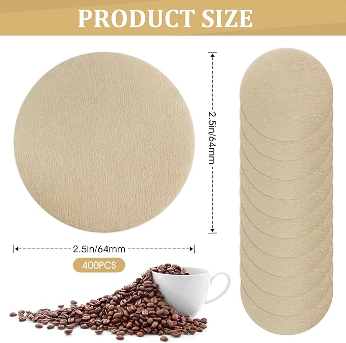 AUUTI 400 Pack Of Natural, Unbleached Disposable Coffee Filter Discs
