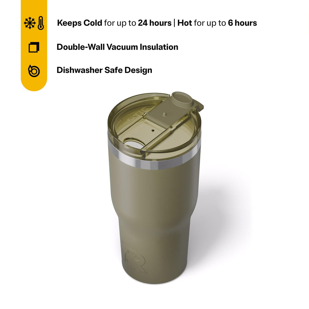 RTIC 30oz Essential Tumbler with Lid, Ceramic Lined, Olive