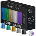 ROSSO CAFFÈ Espresso Pods for Nespresso Original Machines, Variety Pack 60