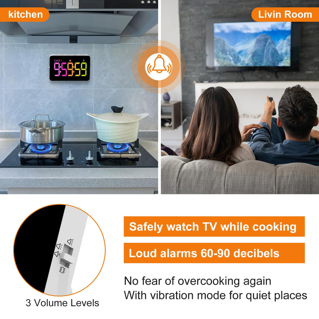 PERSUPER Kitchen Digital Timer, Count Down Up, Rechargeable, Vibration Mode