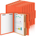 Skyygemm 12 Pcs Classification Folders Letter Size Bulk - 2 Dividers Pressboard File Folder with 3. 5 Inch Expansion, 2 Prongs Fastener, Heavy Duty Office File Organizer for Teacher Medical (Orange)
