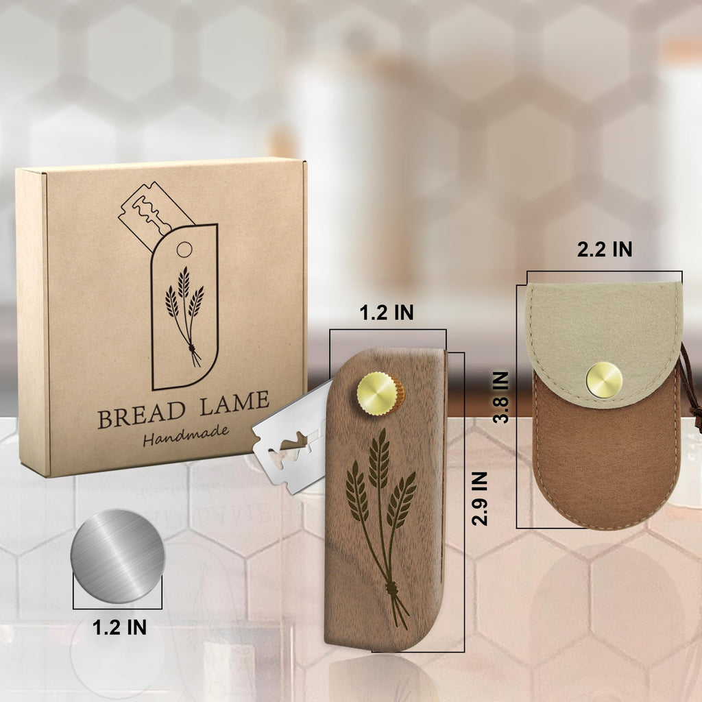 Magnetic Bread Lame Sourdough Scoring Tool Easy Scoring Knife for Bread Baking Scorer Cutter for Homemade Slashing with 10 Razor Blades - Storage Bag Included - Ergonomic Handle - Black Walnut
