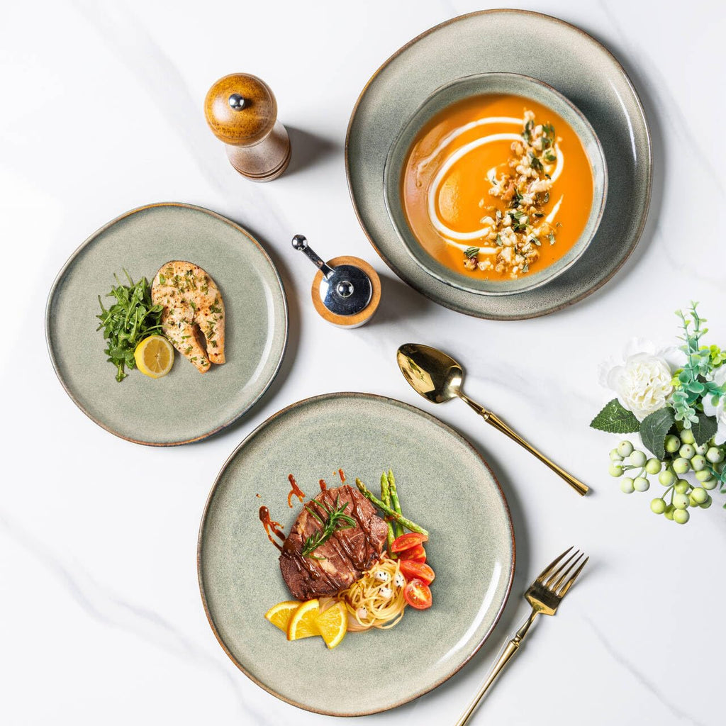 AmorArc Ceramic Plates Set of 6,8.5 Inch Stoneware Small Dinner Plates Set