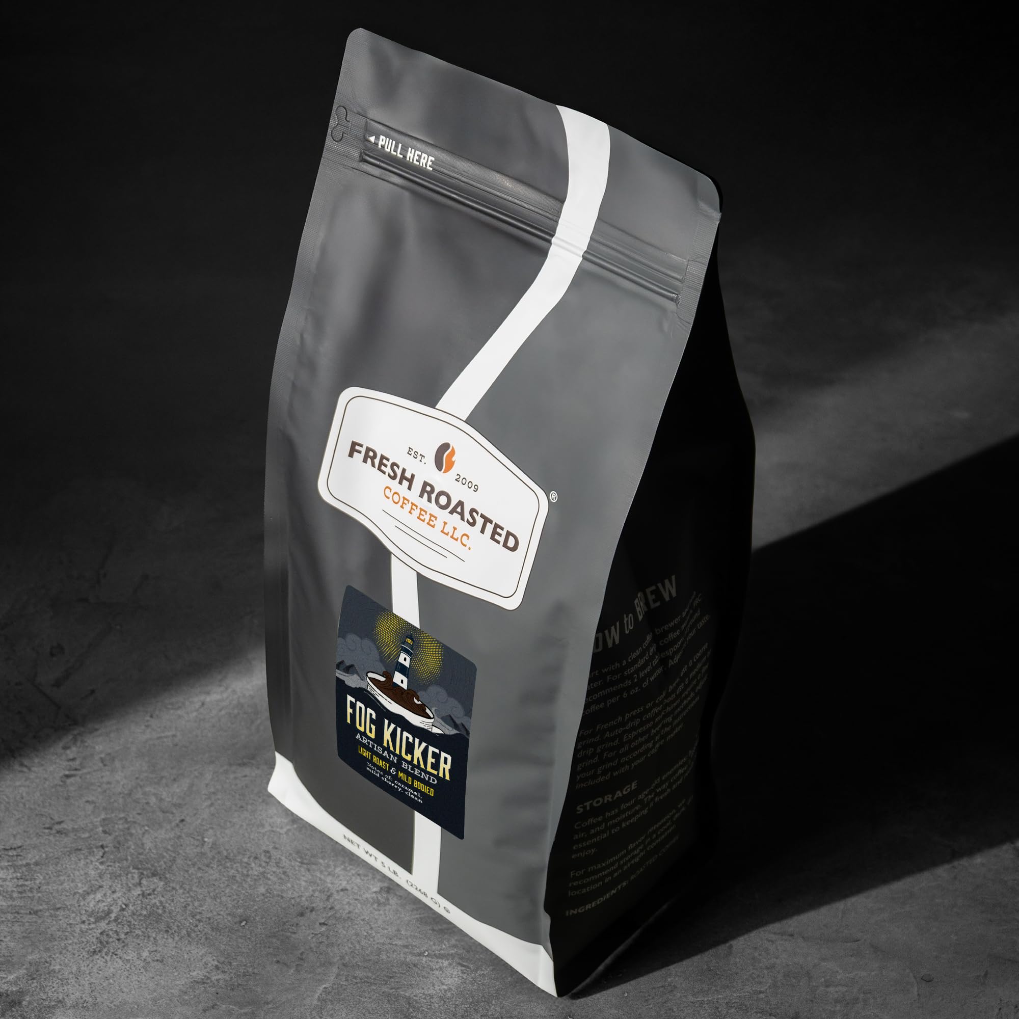 Fresh Roasted Coffee, Fog Kicker Drip Ground Coffee, Light Roast, Kosher, 5 lb (80 oz)