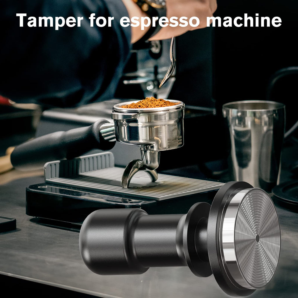 PUSEE 53mm Espresso Tamper, Premium Calibrated 30lb Spring Loaded Stainless Steel Ground Tamper for Barista Home Coffee Accessories Upgrade 3.0
