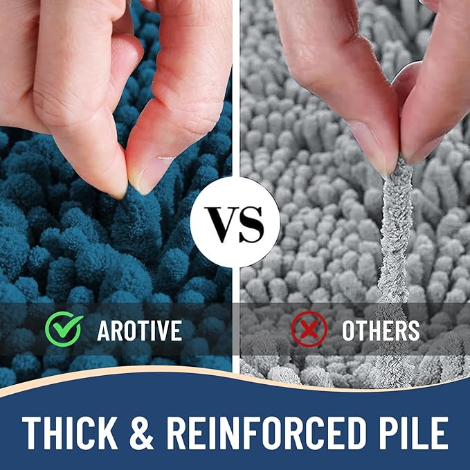 Arotive Luxury Chenille Bathroom Rug Mat, Extra Soft Thick Absorbent Shaggy Bath Rugs, Non-Slip Machine Wash Dry, Plush Bath Mats for Bathroom, Shower and Tub, 30x20, Peacock Blue