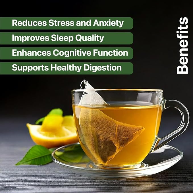 BLUE TEA - Lemon Balm Tea - 30 Count - Pyramid Plant Based Tea Bag | RELIEVES STRESS - IMPROVES DIGESTION | Reduces Bloating | Refreshing Citrus Flavour - Leaf Based - Caffeine Free | Tin Pack