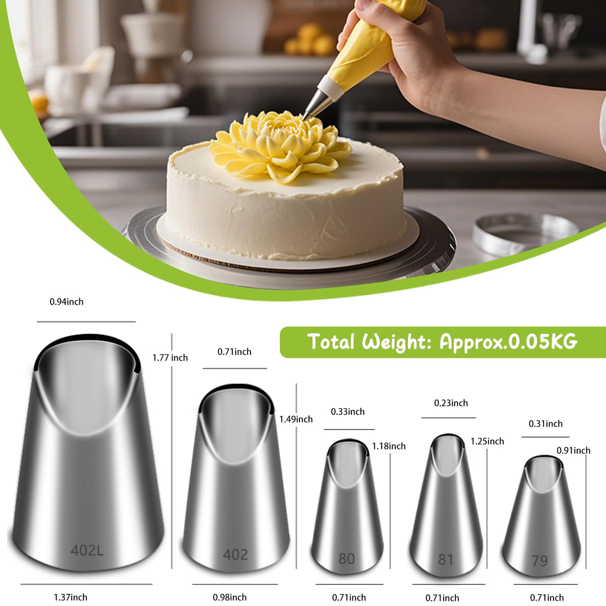 Suuker 5 Pieces Chrysanthemum Piping Tips Set