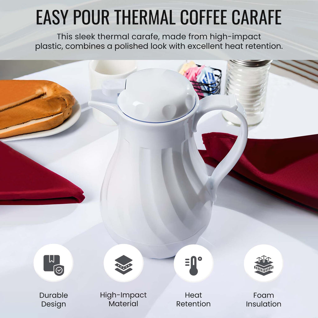 OCS Parts 42 oz 10-Inch White Insulated Thermal Coffee Carafe