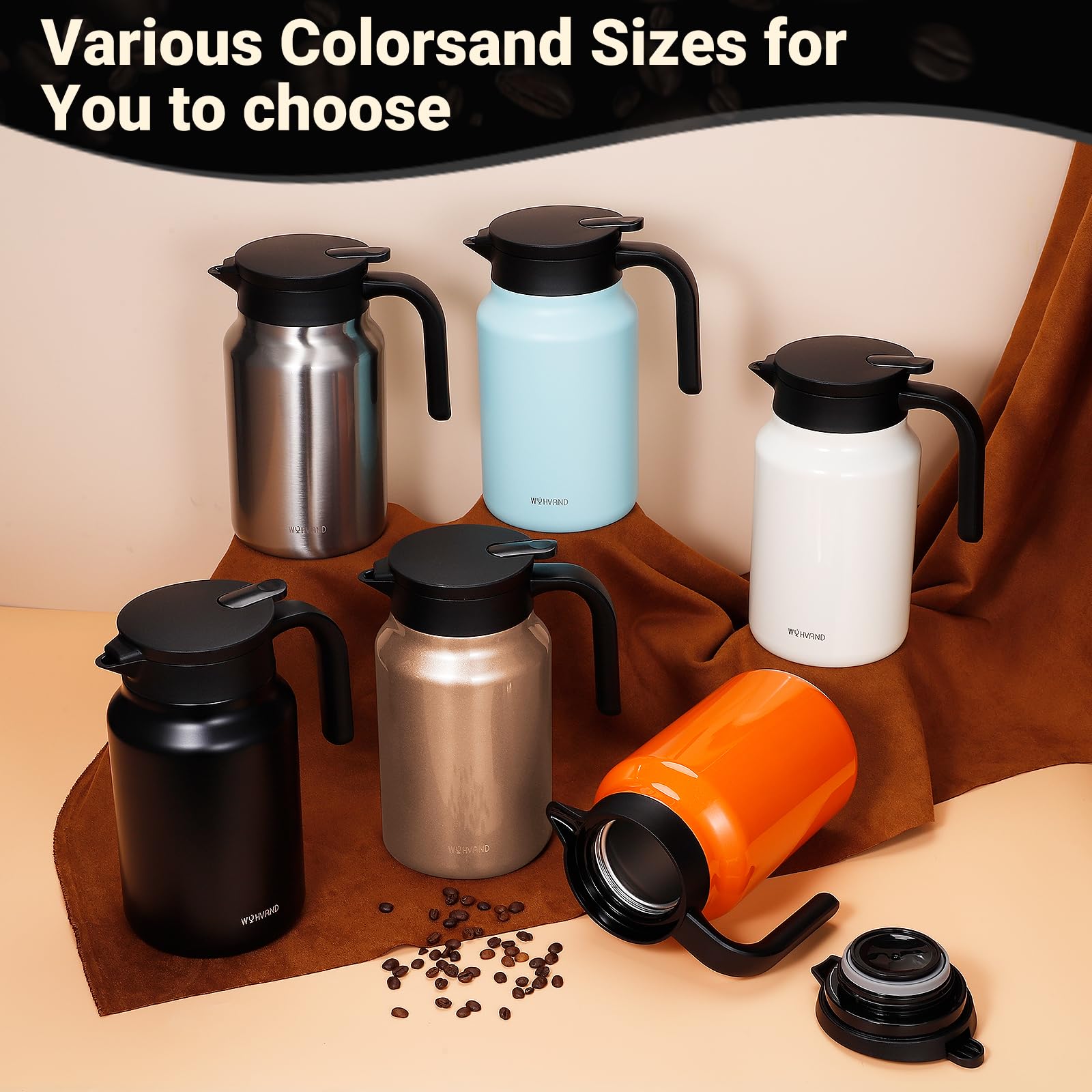 WYHVAND Insulated Coffee Carafe, 51 oz, Keeps Hot for 12H, Cream