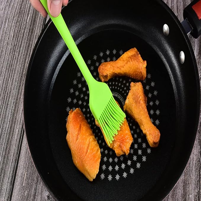 Silicone brush, Oil Brush for BBQ Kitchen Cooking Baking and Grilling (7 PCS,green)