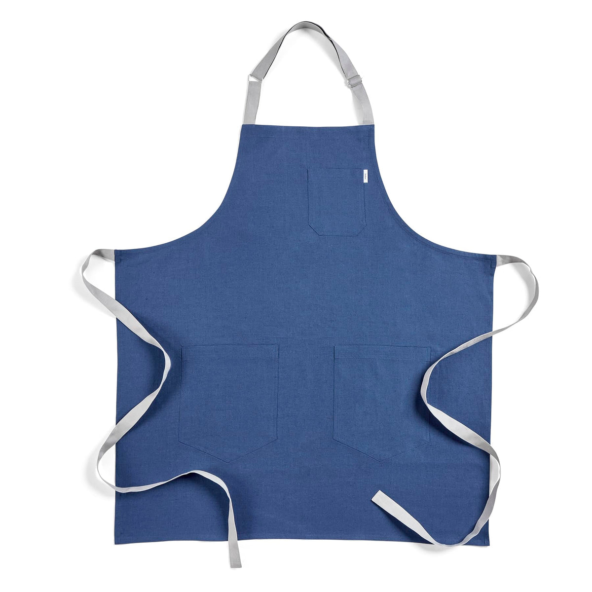 Solino Home 100% Pure Linen Apron, 33 x 30 in, Grey and Grey, Bib Apron