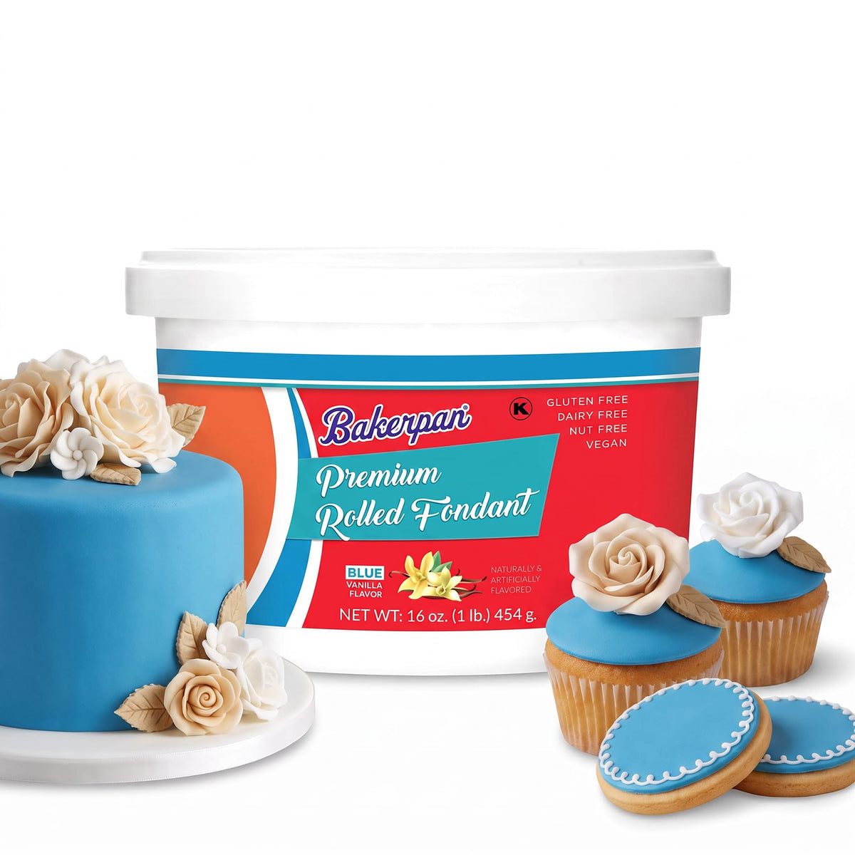 Bakerpan Premium Rolled Red Fondant For Cake Decorating - 2 Pounds