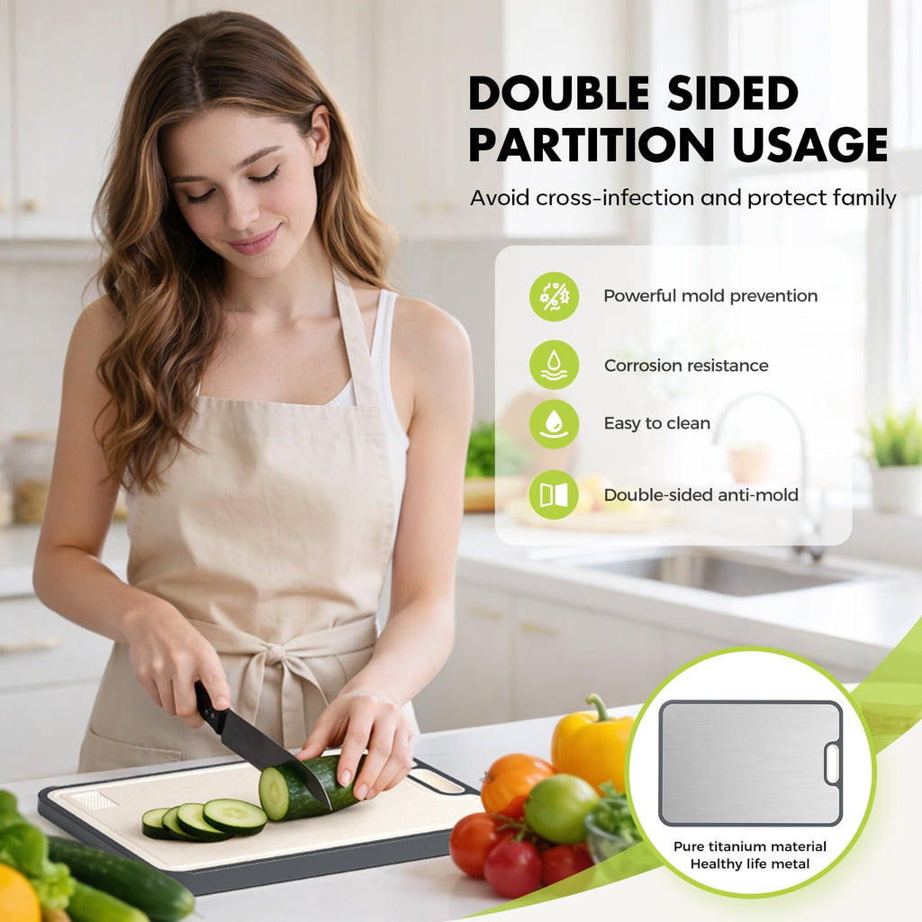 Titanium Cutting Board for Kitchen, Pure Titanium/PP, Size 16”×11”