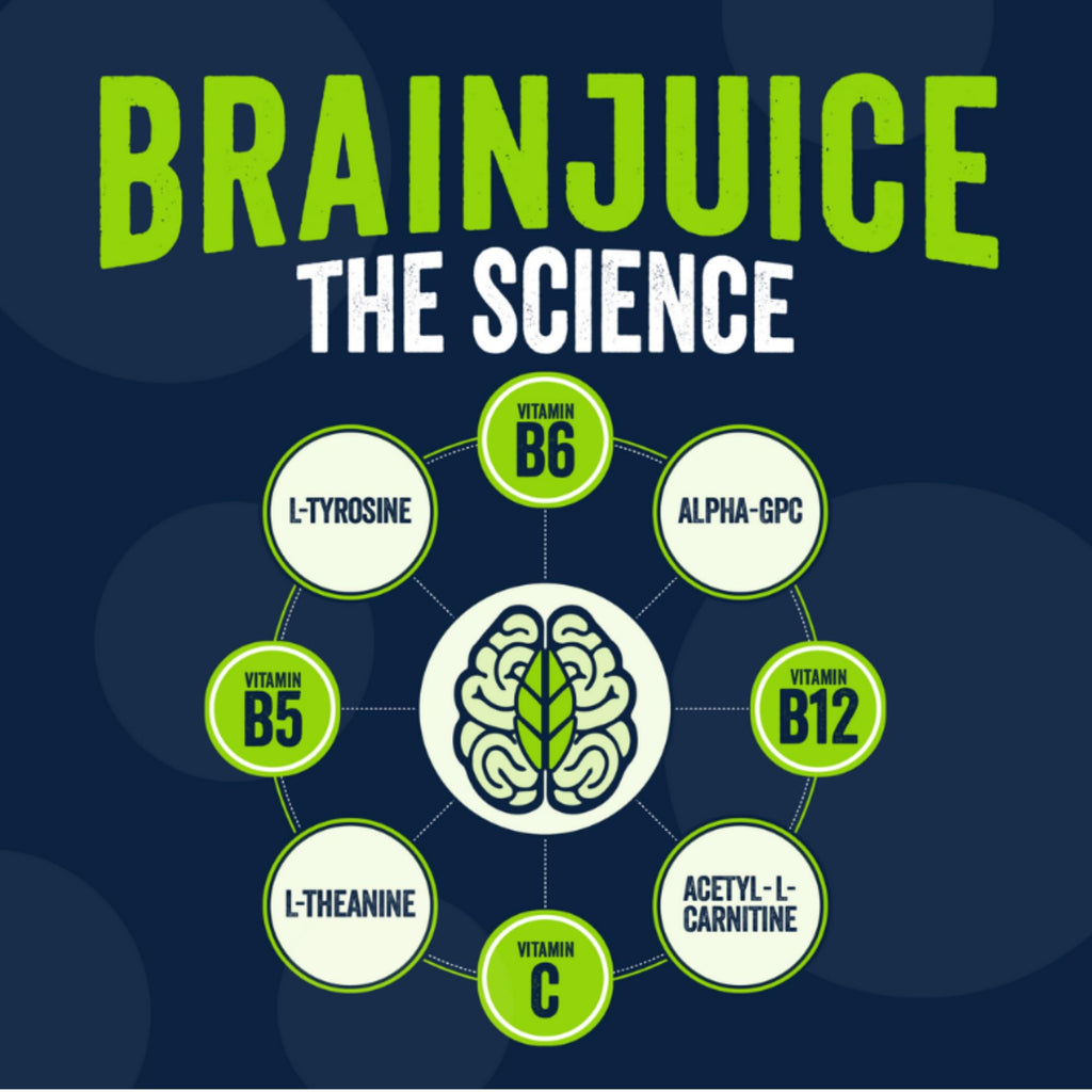 BrainJuice Decaf Strawberry Lemonade Nootropic Supplement Shot, 2.5 fl oz, 12 Pack