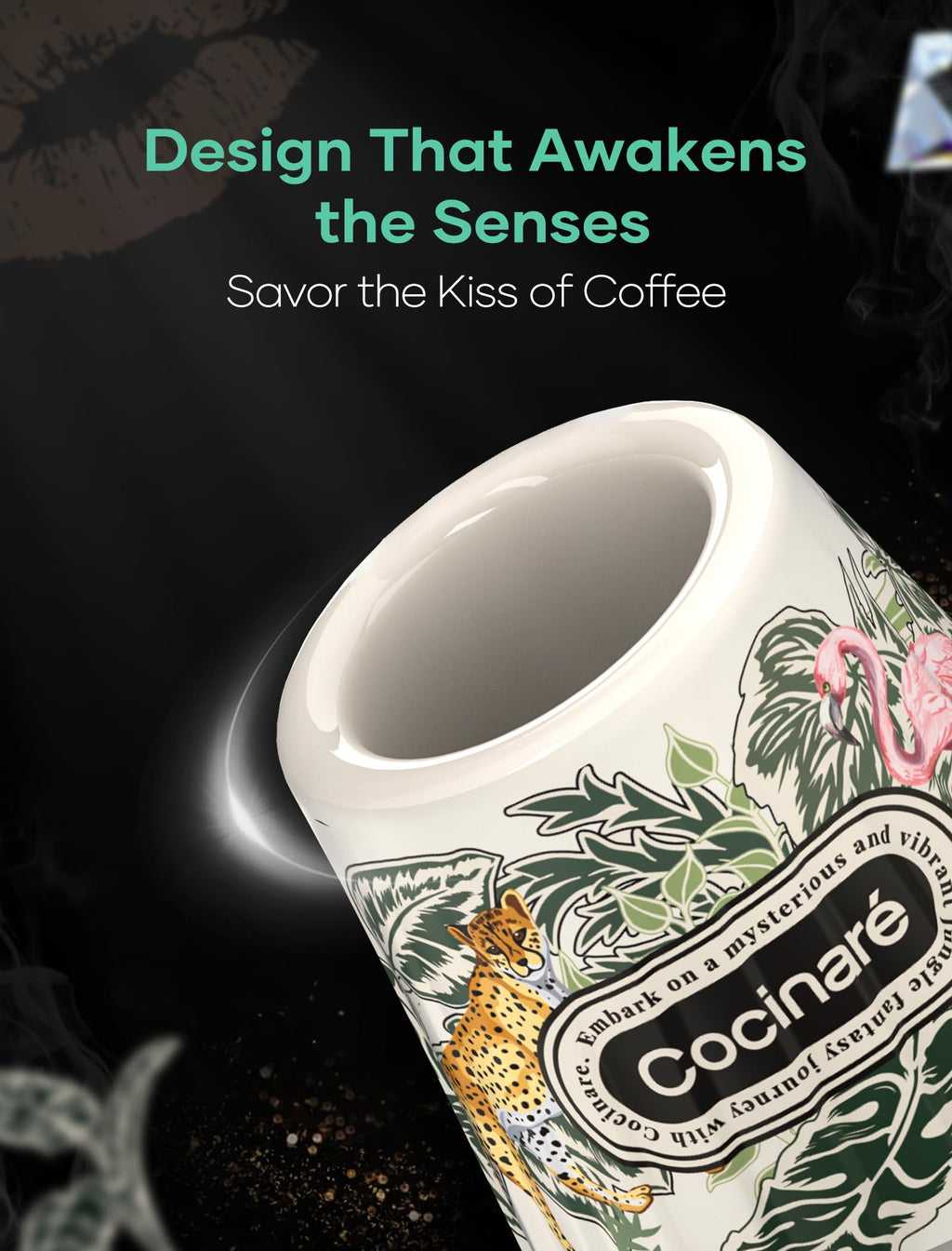 Cocinare KissCup Ceramic Espresso Cup – 2.2oz Demitasse Cup for Espresso