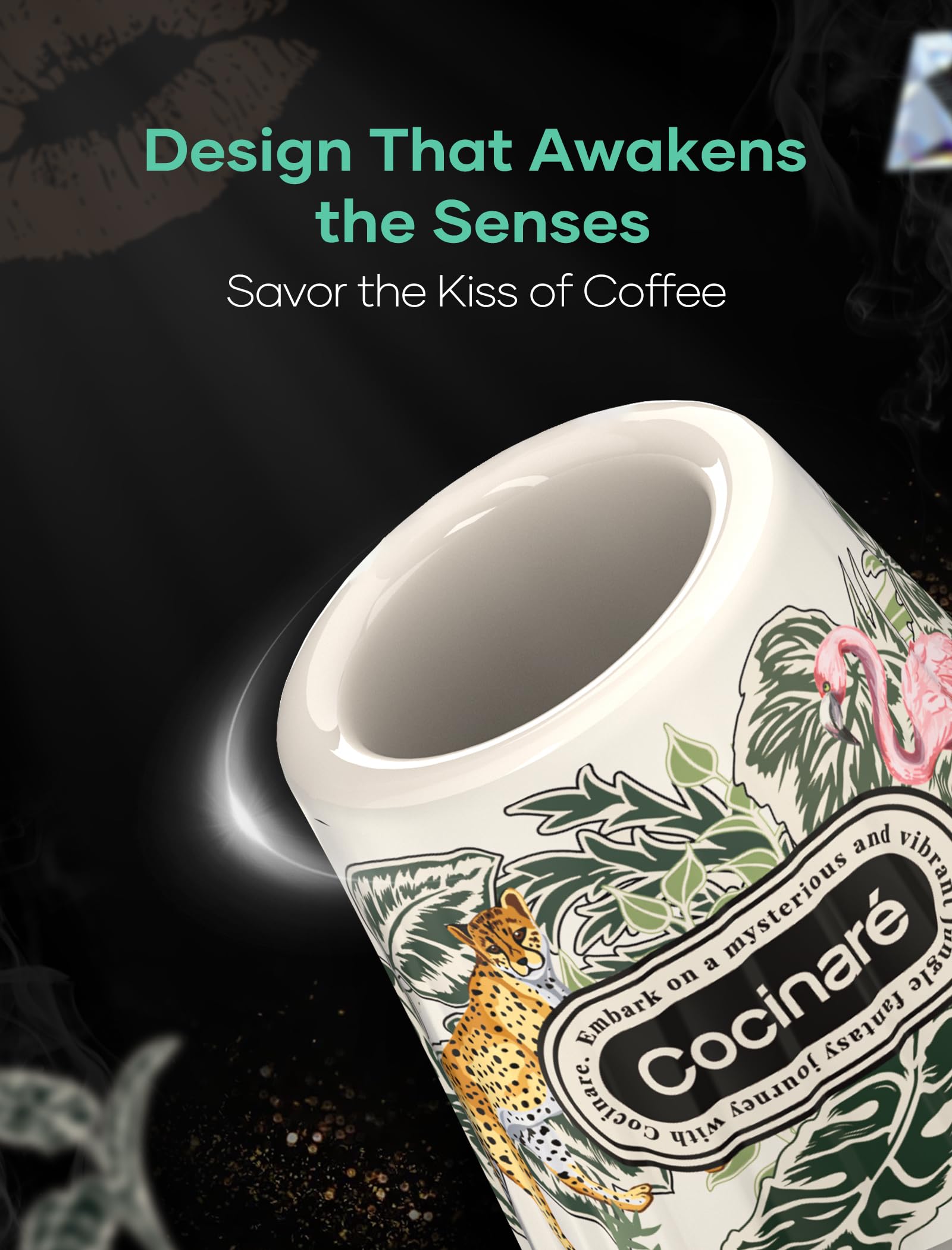 Cocinare KissCup Ceramic Espresso Cup – 2.2oz Demitasse Cup for Espresso