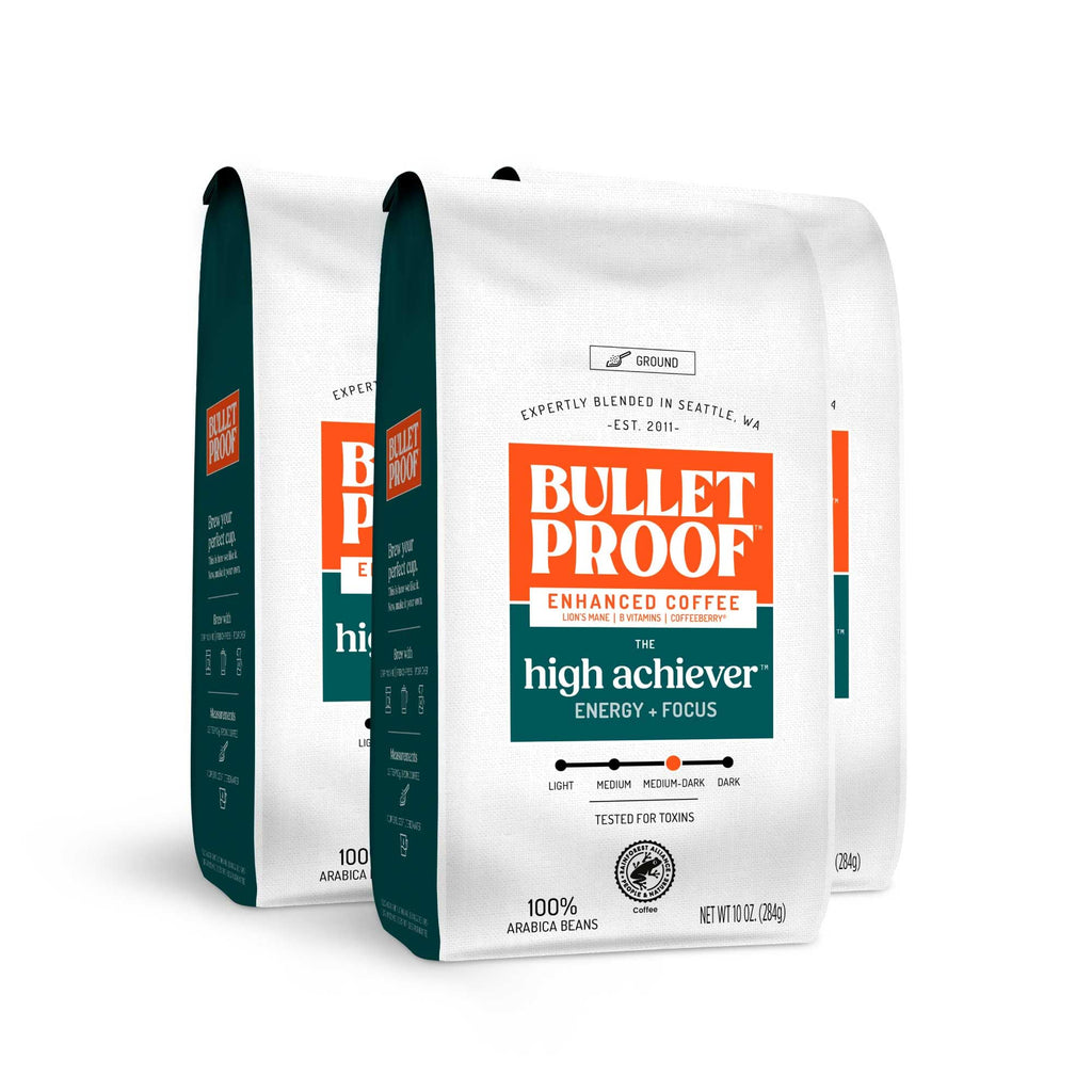 Bulletproof High Achiever Medium-Dark Mushroom Ground Coffee, 10oz (3-pack)