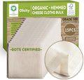 Organic Cheese Cloths, GOTS Certified, 15PCS, Grade 100, 20x20Inch Hemmed Cheese Cloth Fabric Reusable Fine Mesh Cloth, 100% Cotton Unbleached Muslin Cheesecloth for Straining, Cooking, Liquid, Tofu