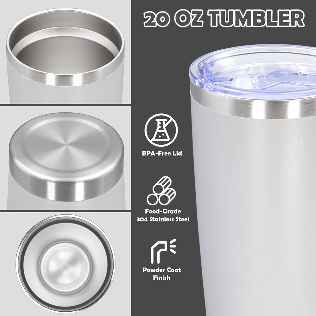 20oz Tumbler Stainless Steel Tumbler Coffee Tumbler with Lid White, 8P