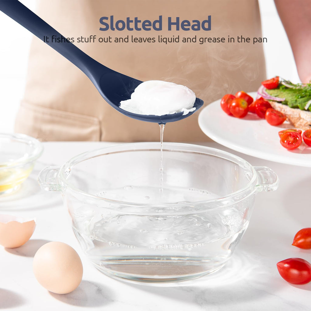 U-Taste Silicone Spoons Set of 2, 13.3" Long Large Mix Spoon, Midnight Blue