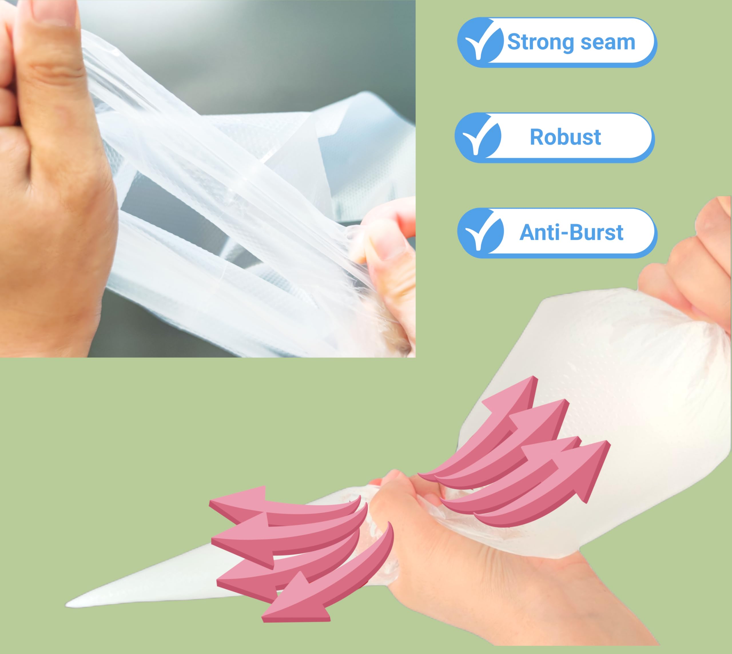 HOMYTOP 19 Inch Extra Large Piping Bags 200 Pack - Disposable Pastry Bags - Thick Anti-Burst Pastry Icing Frosting Piping Bags For Decorating Cupcakes Cakes Cookies (Large 19 Inch-200 Pack)