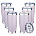 FLIFQI 20oz Tumbler with Lid Double Wall Vacuum Insulated Travel Coffee Mug Stainless Steel Thermal Cup Powder Coated Sturdy Coffee Tumbler Bulk for Hot and Cold Beverage (Purple,6)