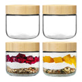 NETANY 4-pack 8oz Glass jars with Airtight Lids, Overnight Oats Containers with Bamboo Lids, Wide mouth Mason Salad jars, Glass Food Storage Containers for Snacks Yogurt Spice Sugar