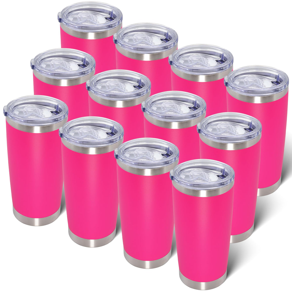20oz Tumbler with Lid Stainless Steel Tumblers Insulated Mug Hot Pink 12P